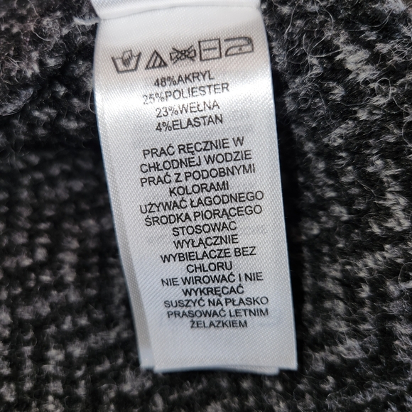 Tahari Wool Blend Open Front Longline Cardigan Size S Black & Gray Cross Front - Picture 10 of 13